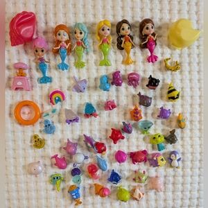 Splashings Mermaid Dolls & Ocean Animal Friends Mini Figures Lot Of 54 Pieces